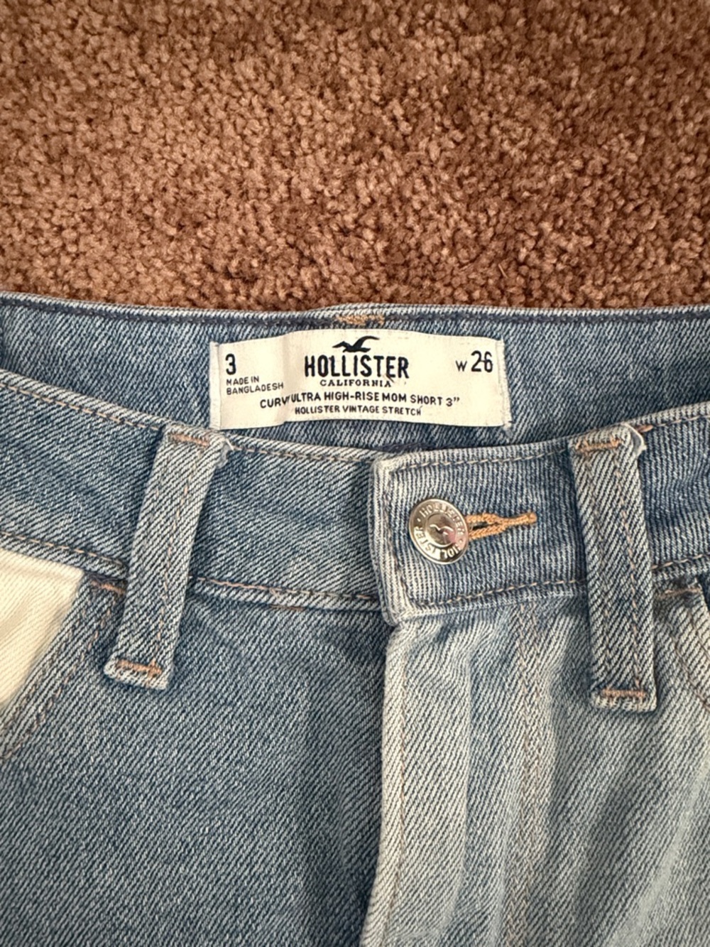 Hollister Light Blue Denim Roll-Hem Womens Shorts - Picture 2 of 3
